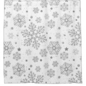 Silberschneeflocken auf weiß duschvorhang (Vorderseite)