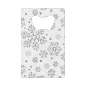 Silberschneeflocken auf weiß geldbeutel flaschenöffner (Vorderseite)