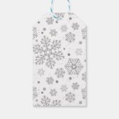 Silberschneeflocken auf weiß geschenkanhänger (Rückseite)