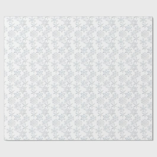 Silberschneeflocken auf Weiß Geschenkpapier (Flach)