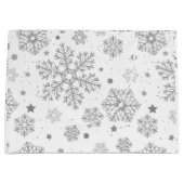 Silberschneeflocken auf weiß große geschenktüte (Vorderseite)