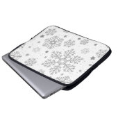 Silberschneeflocken auf weiß laptopschutzhülle (Vorne Knopf)