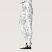 Silberschneeflocken auf weiß leggings (Links)