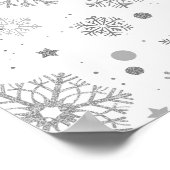 Silberschneeflocken auf weiß poster (Ecke)