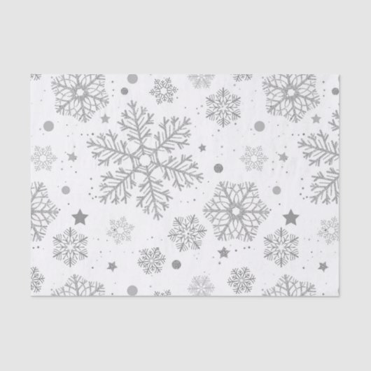 Silberschneeflocken auf weiß seidenpapier (Vorderseite)