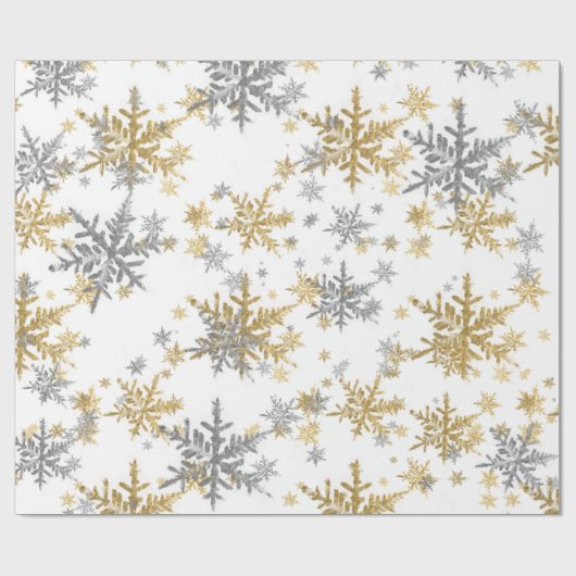 Silberschneeflocken Geschenkpapier (Flach)