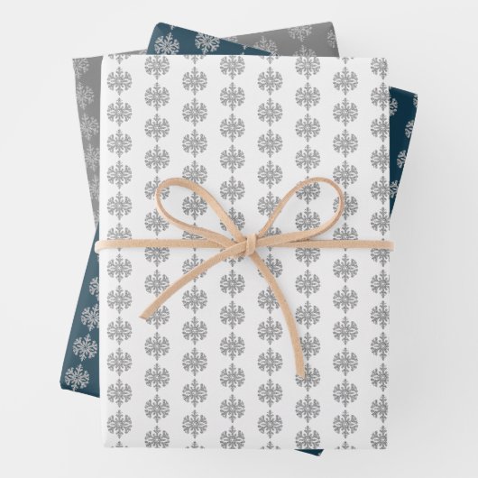 Silberschneeflocken Geschenkpapier Set (Beispiel)