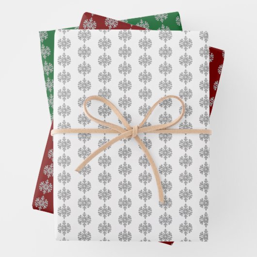 Silberschneeflocken Geschenkpapier Set (Beispiel)