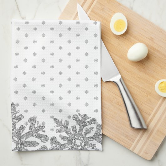 Silberschneeflocken Geschirrtuch (Viertel Falte)