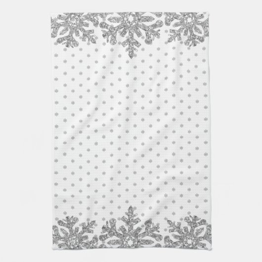 Silberschneeflocken Geschirrtuch (Vertikal)