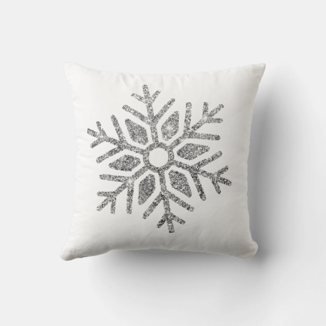 Silberschneeflocken im Winter weiß Kissen (Rückseite)