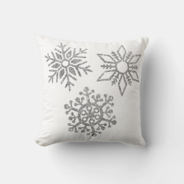 Silberschneeflocken im Winter weiß Kissen