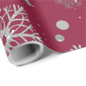 Silberschneeflocken in dunkelrot geschenkpapier (Rolleneckpunkt)