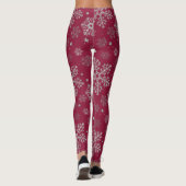 Silberschneeflocken in dunkelrot leggings (Rückseite)