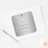 Silberschneeflocken Kristallkugeln Silberperlen Ho Quadratischer Aufkleber (Umschlag)