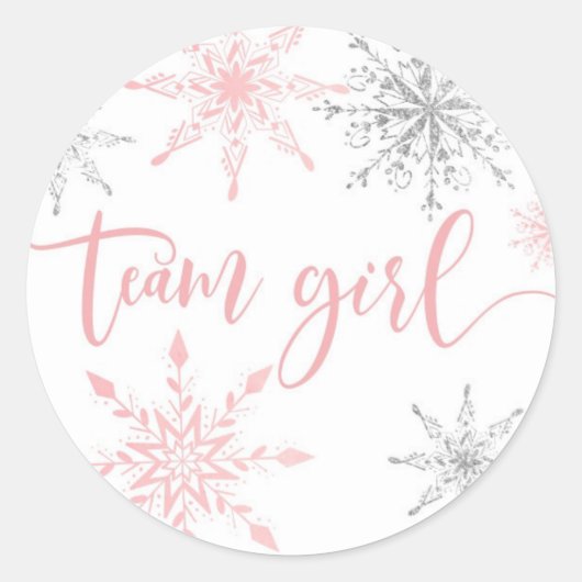 Silberschneeflocken-Mannschaftsmädchen Runder Aufkleber (Vorderseite)