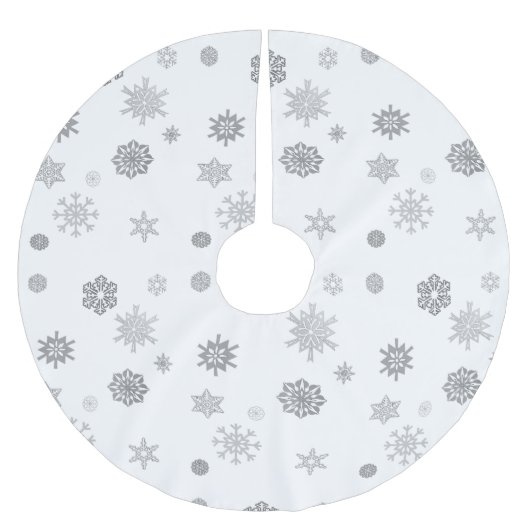 Silberschneeflocken Polyester Weihnachtsbaumdecke (Vorderseite)