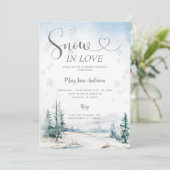 Silberschneeflocken Schnee in Liebe Brautparty Einladung (Stehend Vorderseite)