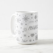 Silberschneeflocken Weißes Design Kaffeetasse (Vorderseite Links)