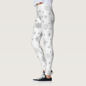 Silberschneeflocken Weißes Design Leggings (Links)
