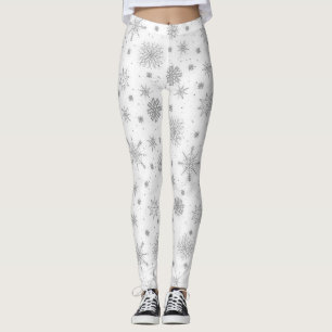 Silberschneeflocken Weißes Design Leggings