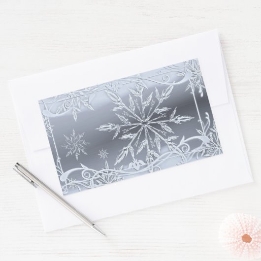 Silberschneeflockenkleber Rechteckiger Aufkleber (Umschlag)