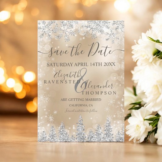 Silberschneekiefer Goldfolie Weihnachten Save the Save The Date