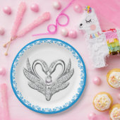 Silberschwänzchen-Papierplatte aus blauem Ribbon Pappteller (Party)