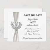 Silberschwänze mit weißer Ribbon Save the Date Einladung (Vorne/Hinten)