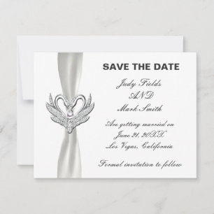 Silberschwänze mit weißer Ribbon Save the Date Einladung