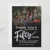 Silberschwarz, 50. Geburtstag, 50. Foto Dankeskarte (Vorderseite)