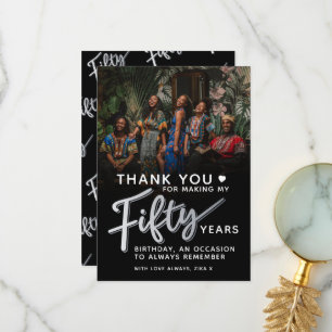 Silberschwarz, 50. Geburtstag, 50. Foto Dankeskarte