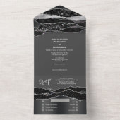 Silberschwarz Diamant Glitzer Marmor elegante Brid All In One Einladung (Innen Boden)