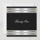 Silberschwarze Frauen 21. Geburtstag Party Einladung (Vorderseite)