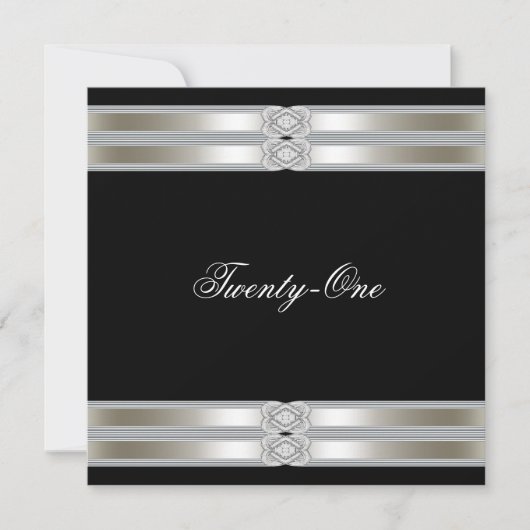 Silberschwarze Frauen 21. Geburtstag Party Einladung (Vorderseite)