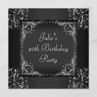 Silberschwarze Frauen Geburtstagsparty Einladung