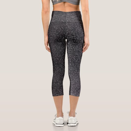 Silberschwarze Glitzer Capri Leggings (Rückseite)