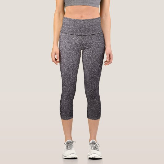 Silberschwarze Glitzer Capri Leggings (Vorderseite)
