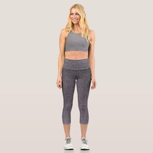 Silberschwarze Glitzer Capri Leggings (Vorderseite)