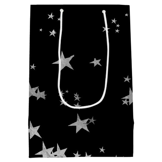 Silberschwarze Sterne Mittlere Geschenktüte (Rückseite)