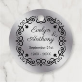 Silberschwarze Wirbel 25. Hochzeitstag Geschenkanhänger (Rückseite)