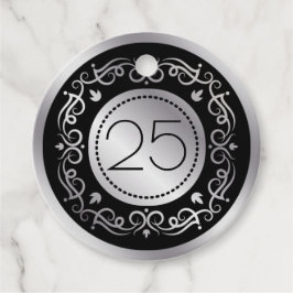 Silberschwarze Wirbel 25. Hochzeitstag Geschenkanhänger