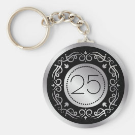 Silberschwarze Wirbel 25. Hochzeitstag Schlüsselanhänger