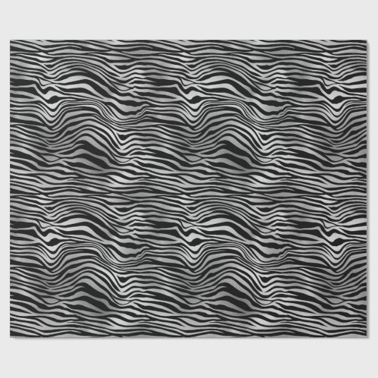 Silberschwarze Zebradrucke Geschenkpapier (Flach)