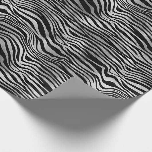 Silberschwarze Zebradrucke Geschenkpapier (Ecke)