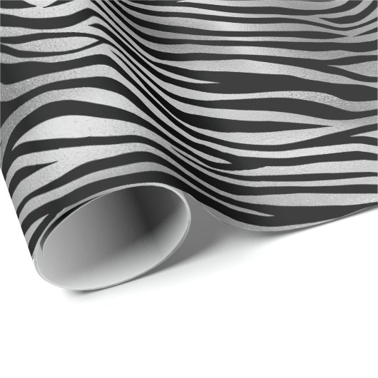 Silberschwarze Zebradrucke Geschenkpapier (Rolleneckpunkt)