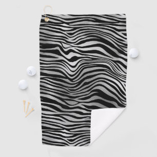 Silberschwarze Zebradrucke Golfhandtuch