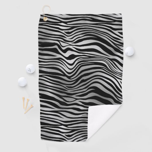 Silberschwarze Zebradrucke Golfhandtuch (Insitu)