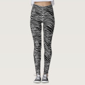 Silberschwarze Zebradrucke Leggings (Vorderseite)