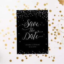 Silberschwarzer Glitzer funkelt Save the Date